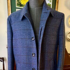 Loro Piana Neiman Marcus IT 50R NEW Mens Navy Plaid Dream Coat 100% Wool RT1995$